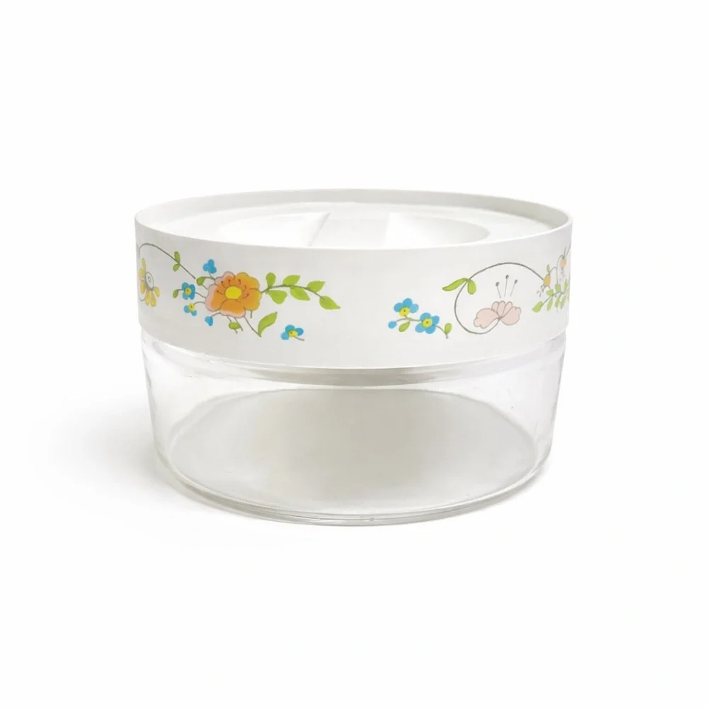 Vintage Pyrex 6x4 see and store Corning Glass 0224 Canister Storage Jar Lid